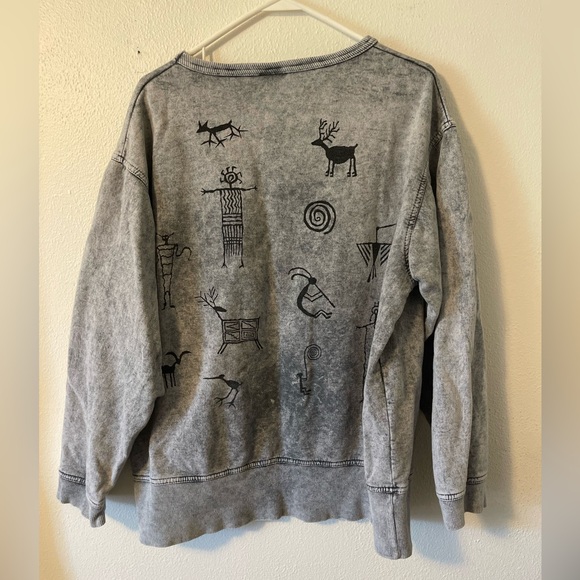 Women’s Large comfy BFOFO hieroglyphic 90’s oversized vintage sweatshirt - Picture 3 of 5
